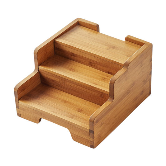 Docky Pet Steps - 100% Natural Sustainable Bamboo - Professional Grade Fiber Integrity - 3-Tier Wooden Dog Stairs - Heritage Series