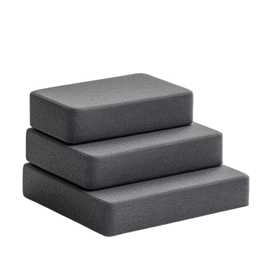 Docky Pet Stairs - High-Density Orthopedic Foam - Professional Grade Joint Support - 4-Step Non-Slip Dog Stairs - Charcoal Grey