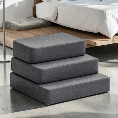 Docky Pet Stairs - High-Density Orthopedic Foam - Professional Grade Joint Support - 4-Step Non-Slip Dog Stairs - Charcoal Grey